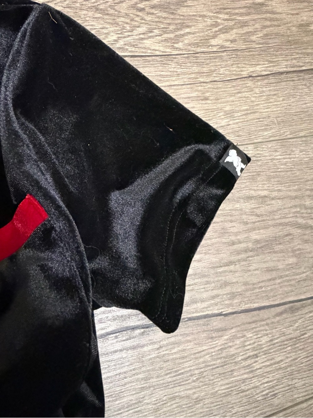Peachy Den Kernel Velour Velvet Jumpsuit Black Red Short Sleeve Size Xs Nwt — image 6 of 8